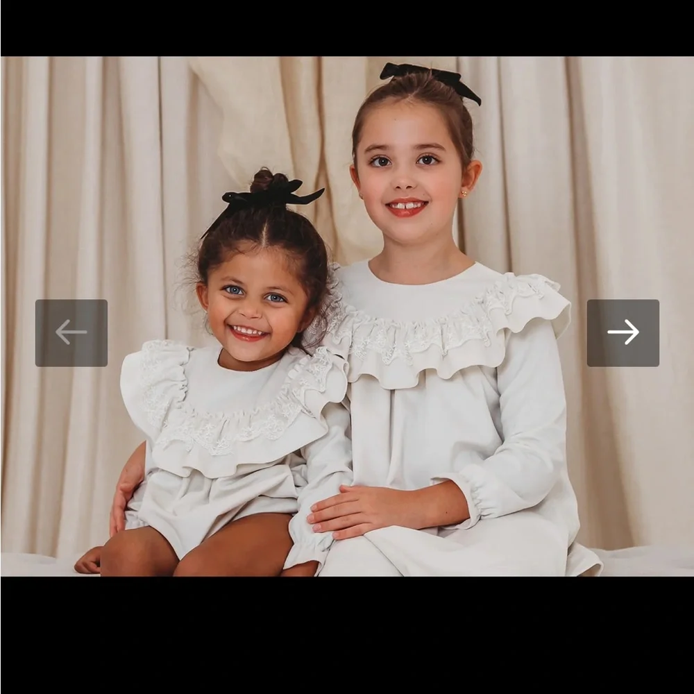 ROSE & ALBERT EXCLUSIVE Margot Ivory velvet & lace romper Girls Size 3T